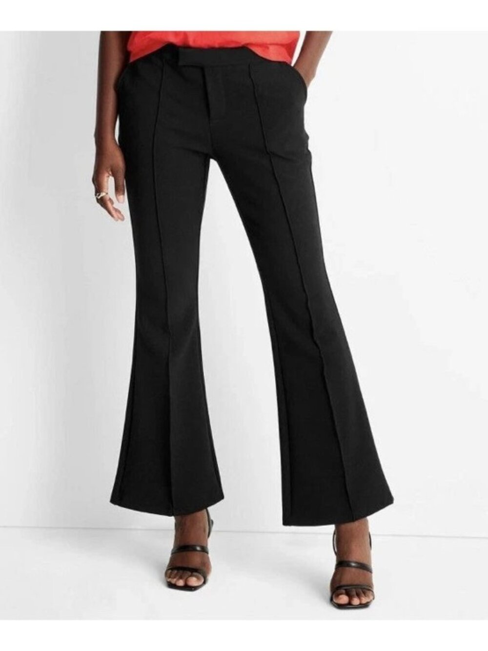 New! Future Collective Women's Plus 20W/22W Pants Flare Mid rise Black 46x30"